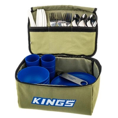 Kings 37 Piece Six-Person Picnic Set Bonus Bottle Opener stainless-steel cutlery - image 1 of 4