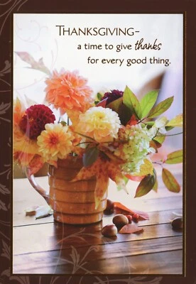 Happy THANKSGIVING Greeting Card, Warmth Home Love Family Flowers by Hallmark +✉ - Image 1 of 4