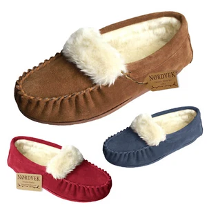 Womens Suede Moccasin Soft Plush Fleece Womens Hard Sole Slippers Christmas Gift - Picture 1 of 10
