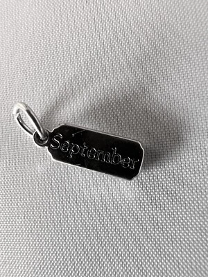 Plata Estaño Septiembre Cumpleaños Mes Piedra Azul Colgante Dije Etiqueta Colgante Foto 1 de 2