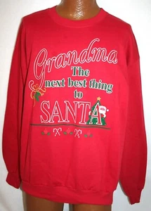 Vintage 80s Grandma The Next Best Thing To Santa UGLY CHRISTMAS SWEATSHIRT XL - Picture 1 of 2