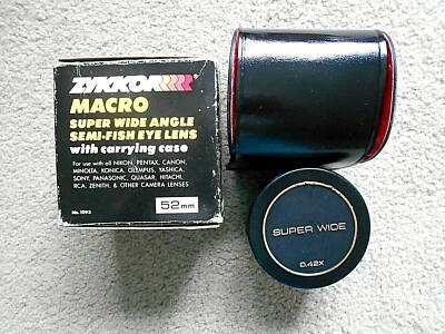 Zykkor Macro Super Wide Angle Semi-Fish Eye Lens 52mm for SLR Cameras in case - Image 1 of 4