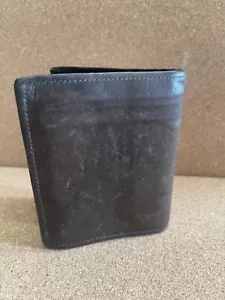 Men's Wallet Bi-Fold Genuine Leather Brown - Picture 1 of 5