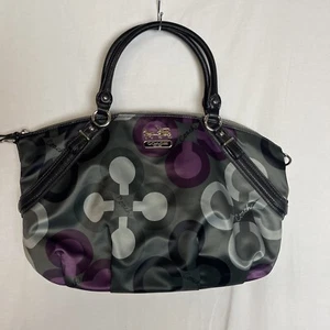 Bolso de Mano Coach Madison Sophia Sateen Trébol Negro Púrpura Gris 15926 - Imagen 1 de 8