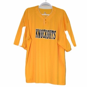 Alleson Knockouts Mens Yellow Jersey Polyester Buttoned Round Neck Size 2XL - Picture 1 of 4