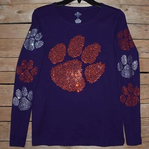 Clemson Tigers rhinestone Bling Shirt  S M L XL XXL 1X 2X 3X 4X 5X Bling Sleeves - Picture 1 of 9
