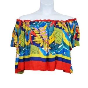 Top donna Plenty By Tracy Reese colorato tropicale spalle scoperte taglia MP - Foto 1 di 4