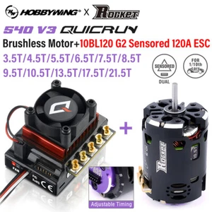 Hobbywing 10BL120 120A ESC 540 V3 Brushless Motor Combo for 1/10 1/12 RC Car - Picture 1 of 33