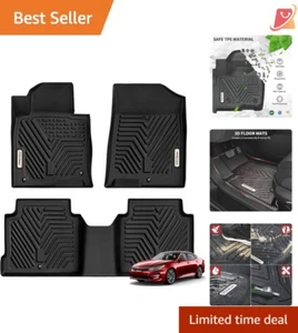 Custom Fit TPE Floor Liners 1st & 2nd Row Black All Weather Protection for Cars - Picture 1 of 10