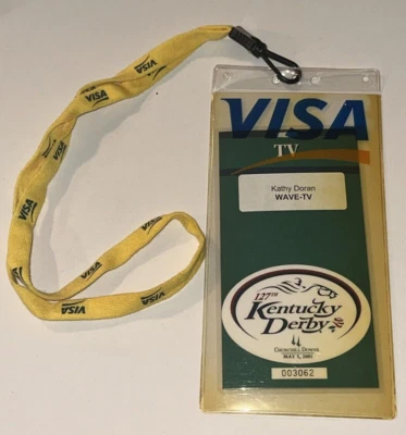 Kentucky Derby Churchill Downs 2001 TV Prensa Medios Pass Boleto Talón Visa Lanyard Foto 1 de 3