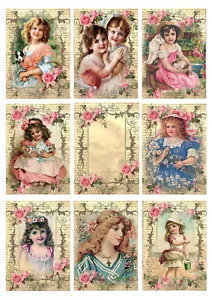 Card Toppers Card Making Scrap Book Craft Victorian Children Shabby Chic Cards - Picture 1 of 3