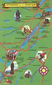 Inverness & the Great Glen Scotland Map Postcard - Picture 1 of 2