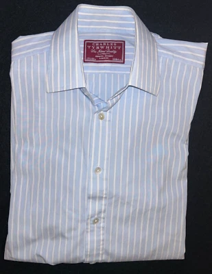 CHARLES TYRWHITT Button Up Shirt Mens 15.5 33 Blue Striped Dress Shirt Sea Islan - Image 1 of 3