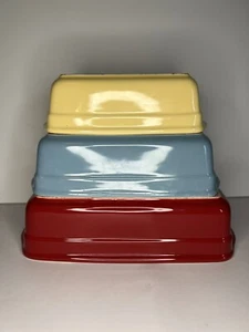 Set of 3 At Home America Baker's Basics Nesting Bread Loaf Pans Heavy Stoneware - Picture 1 of 14