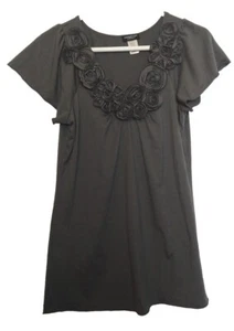 Women's Perception Concept Gray Floral Short Sleeve Blouse Medium - Picture 1 of 3