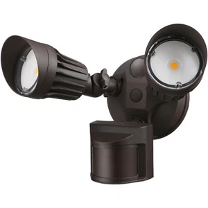 Dual-Head Motion-Activated LED Outdoor Security Light with Photocell, Bronze - Picture 1 of 11