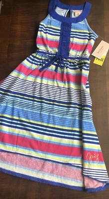 Vestido Juicy Couture Niñas S (6-6x) Sin Mangas Espalda Corredora Alta Baja Rayas Foto 1 de 4