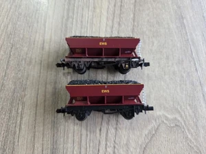 2 X Graham Farish N Gauge EWS Hopper Wagons With Load - Picture 1 of 6