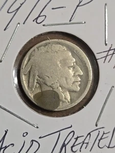 1916 P Buffalo Nickel #10 Acid Treated - Picture 1 of 4