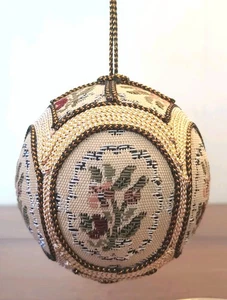 Vintage Floral Tapestry Victorian Style Christmas Ball Ornament - Picture 1 of 6