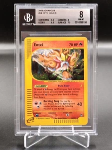 🍀Pokémon BGS 8 Entei H8/H32 holo ENGLISH Aquapolis graad psa Pokemon🍀 - Picture 1 of 3