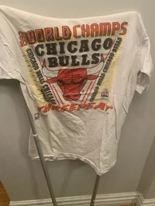 Vintage Chicago Bulls 1993 Three-Peat Shirt. Has Official Product # On Shirt. - Picture 1 of 11