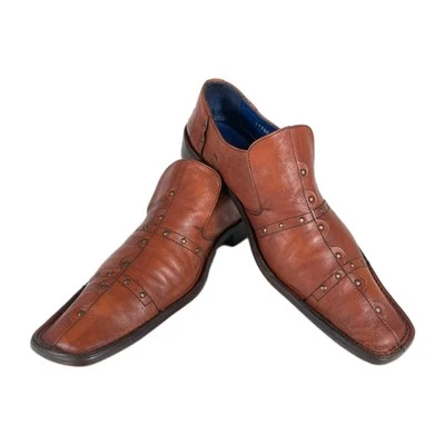 Mocasín Mark Nason Rock Never Dies para hombre 8 tachuelas de cuero coñac HECHO EN LUJO ITALIA Foto 1 de 4