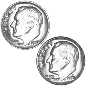 1974 P & D Roosevelt Dime Clad Coin Uncirculated 2 coin lot - Bild 1 von 5