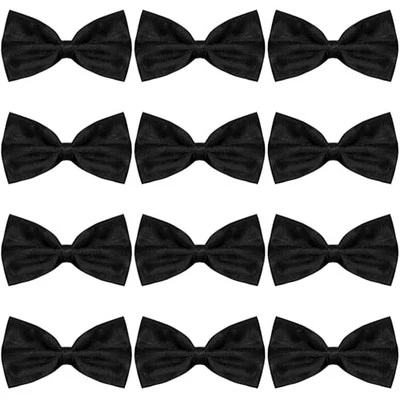 Paquete de 6 pajaritas de esmoquin formales satinadas con cuello liso para hombre 12 negras Foto 1 de 4