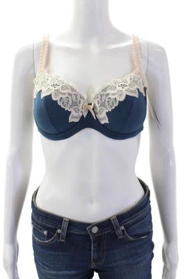 Sujetador con aros Fayreform para mujer detalle de encaje de algodón correa acanalada azul talla 34D Foto 1 de 4
