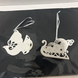 Raro conjunto de 2 adornos de Navidad trineo paloma de porcelana plana John Hinde - Irlanda - Imagen 1 de 7
