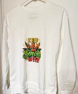 Cyberwear Long Sleeve Pull Over Sweatshirt - "Keep Calm and Smoke Weed" XLarge - Picture 1 of 4