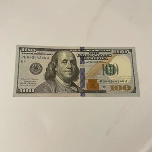 Binary & Radar $100 Dollar BILL 44244244 Fancy Serial Number Coolness Index 99%! - Picture 1 of 3