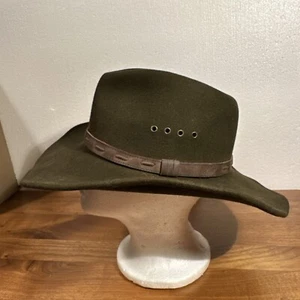 Woolrich Wool Felt Hat Medium Crushable Shapeable Leather Band Olive - Picture 1 of 9