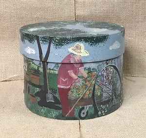 Vintage Grandmas Garden Art Wood Pantry Box 7 Inch Storage Cottage Granny Core - Picture 1 of 9