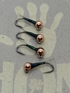 4ea. Benzin Kupfer Kopf Jigged Perdigons Größe #14. Große Euro Nymphe. - Bild 1 von 3