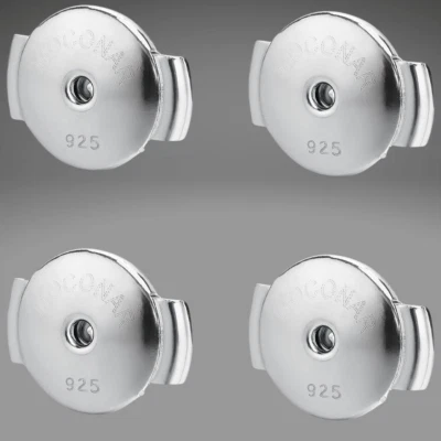 2 pares de pendientes de bloqueo plateados - reemplazos traseros para pernos, hipoalergénicos Foto 1 de 4