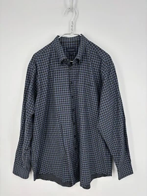 Camisa de vestir Scott Barber para hombre XXL azul marrón a cuadros abotonados negocios Foto 1 de 4