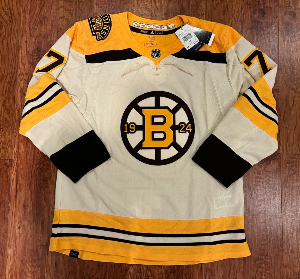 Men Adidas Boston Bruins Taylor Hall Hockey Jersey 100th Patch IM8293 Sz 46 (S)