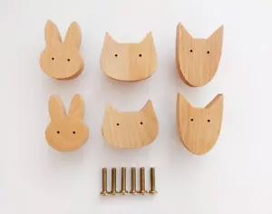 Kids door handles for cupboards set 6, drawer, cabinet, dresser with screws, NEW - Picture 1 of 5