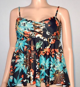 RELLECIGA Women's Lace-Up Tankini Top Leaf Pattern Size Large $99.99 - Picture 1 of 3