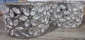 Pendant Lamp Silver Metal Drum x2 - Picture 1 of 7