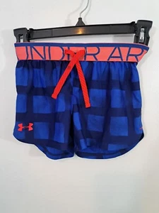 Under Armour Girls Blue Pink Loose Athletic Shorts Girls Size YXS - Picture 1 of 5