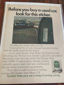 Quaker State Oil 1968 vintage antes de comprar un anuncio de auto usado - Imagen 1 de 1