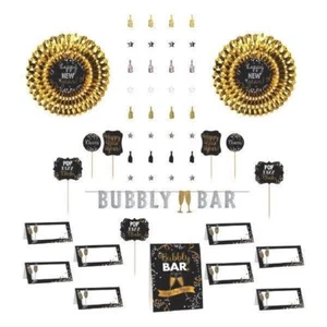 New Years Eve Bar Decorating Kit Banner, Picks, Cards, Fans, Decor 23 Pc - Picture 1 of 1
