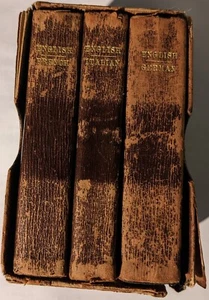 Antique Conversational Dictionaries (3 Volumes), English-French, German, Italian - Picture 1 of 8