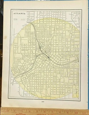 Mapa colorido da cidade 1897 ATLANTA, lado reverso NEW ORLEANS 13,75" x 11" - Imagem 1 de 4