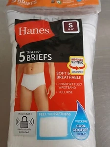 BOY’S HANES TAGLESS BRIEFS-Small-28-30-Comfort Flex-5 Pairs-NIP-White - Picture 1 of 4