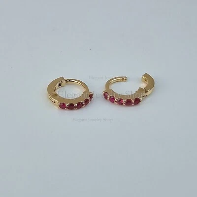 Pequeños Huggies de oro macizo de 14 k para cena de diamantes/rubí/zafiro/esmeralda reales Foto 1 de 2