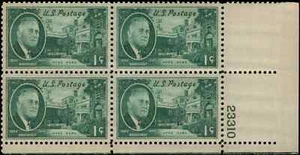 US Scott # 930, Franklin D. Roosevelt, Plate Block of 1945 1¢ Stamps, MNH - Picture 1 of 1
